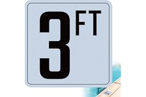 OCQOTAT 3FT Pool Depth Markers, 6x6 Inches Vinyl Stickers, Waterproof Swimming Pool Number Signage, Adhesive Safety Decals for Pool Decks (1 Pack)