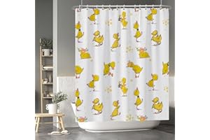 BAOCICCO Baocicoo Cute Cartoon Baby Duck Shower Curtain Lovely Yellow Baby Duck Pattern Shower Curtain for Bathroom Bathtub Living Room Decor Fabric Waterproof Curtains for Bathroom with Hooks 72x72 Inches