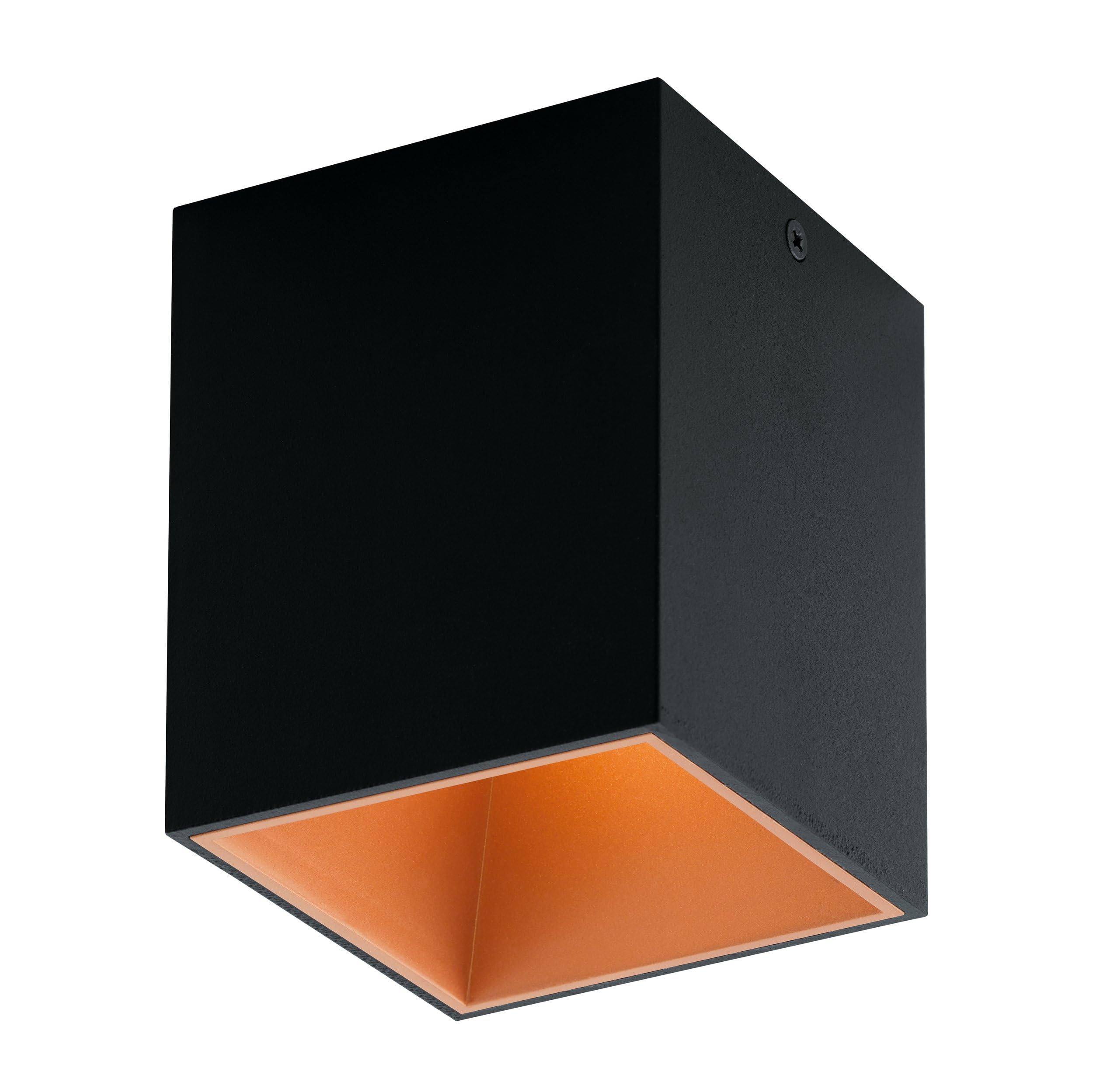 Eglo LED Ceiling Light Polasso, Single-Flame Ceiling lamp, Material: Aluminium, Plastic, Colour: Black, Copper, Size: 10x10 cm