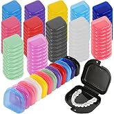LOLYSIC 120Pcs Dental Retainer Cases Bulk with Ventilation Holes, 12 Multicolor Denture Boxes, Mouth Guard Holders for Travel, Home, Office and Dental Clinic, Portable False Teeth Containers