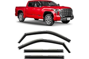 Voron Glass in-Channel Extra Durable Rain Guards for Toyota Tundra 2022-2026 CrewMax, Window Deflectors, Vent Window Visors, 