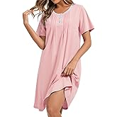 AVIIER Nightgowns for Women Soft Cotton Night Gowns Short Sleeve Sleepwear Comfy Night Shirts
