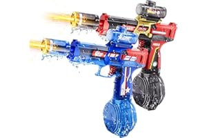 YOPOLL Electric Water Gun for Adults & Kids, Automatic Electric Squirt Gun with Long Range, Powerful LED Light Water Gun Pistol Blaster Soaker, Water Guns for Summer Outdoor Beach Swimming Pool(BK+B)