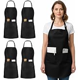Utopia Kitchen Bib Aprons 4 Pack Adjustable With 2 Pockets | Chef Apron, Men and Women, Water and Oil Resistant, Cooking Kitchen Use, Durable Fabric, Restaurant and Home Use
