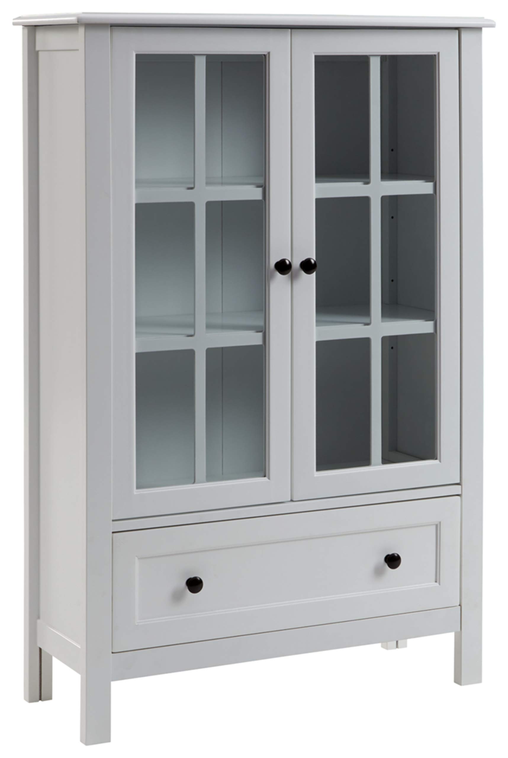 Photo 1 of ***MISSING DOOR*** Signature Design by Ashley Miranda Farmhouse Adjustable Accent Cabinet or Wardrobe with Glass Doors, White