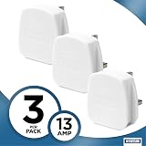 Status 3x 13A UK White 3-Pin Electrical Plug Tops BS1363 CE Certified Cord Grip view 2