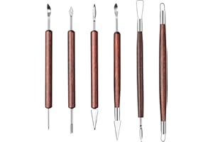 LUNEY 6 Pcs Pottery and Clay Sculpting Tools, Double-Sided, Smooth Wooden Handles