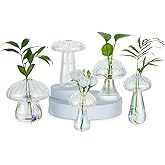 Glasseam Mushroom Propagation Stations for Plants: Iridescent Propagation Vase of 5 Glass Hydroponic Jars for Home Room Window Table - Unique Mushroom Decor Gifts for Plant Lovers