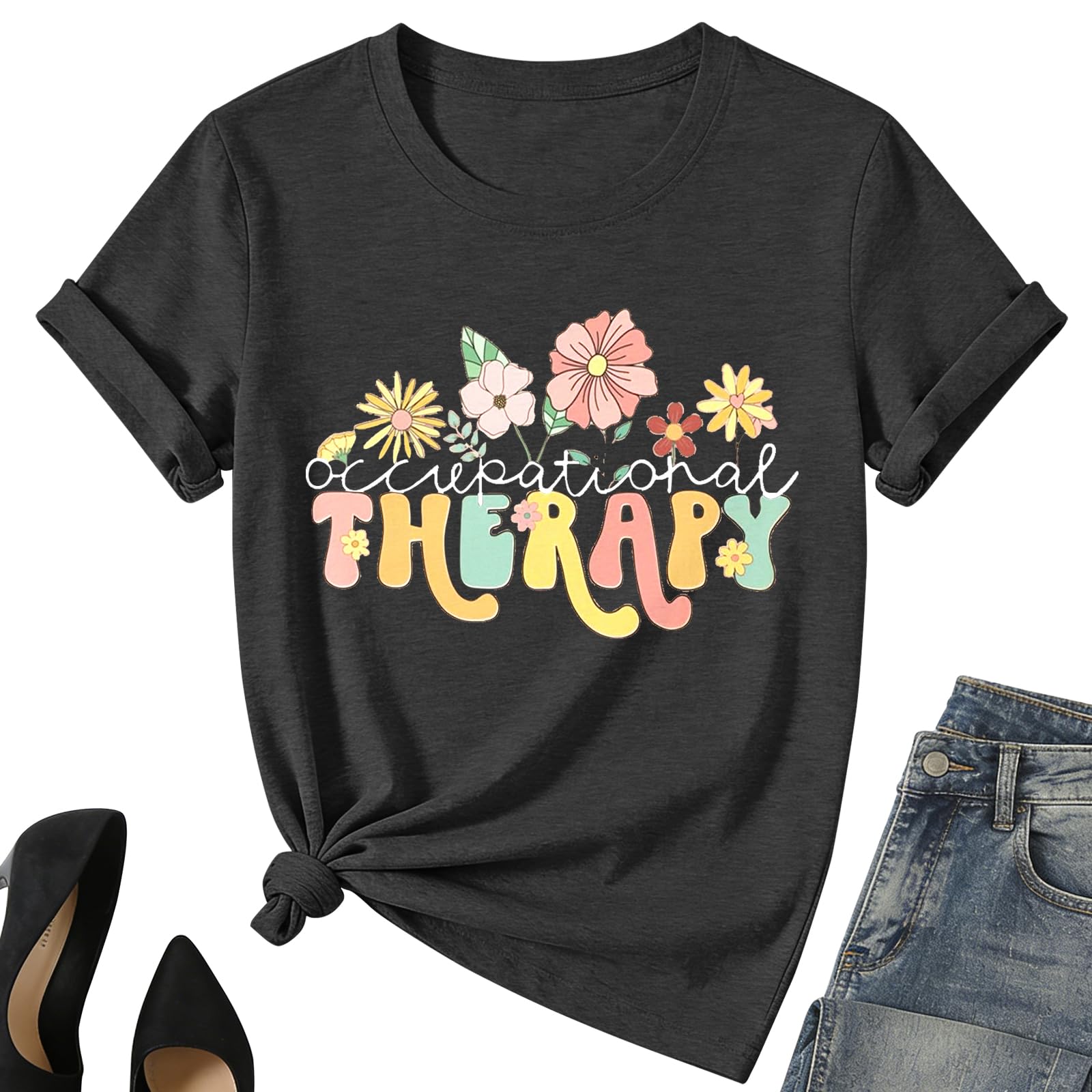 Occupational Therapy Shirt Women-OT Occupational Therapist Short Sleeve Mental Health Awareness tee Tops