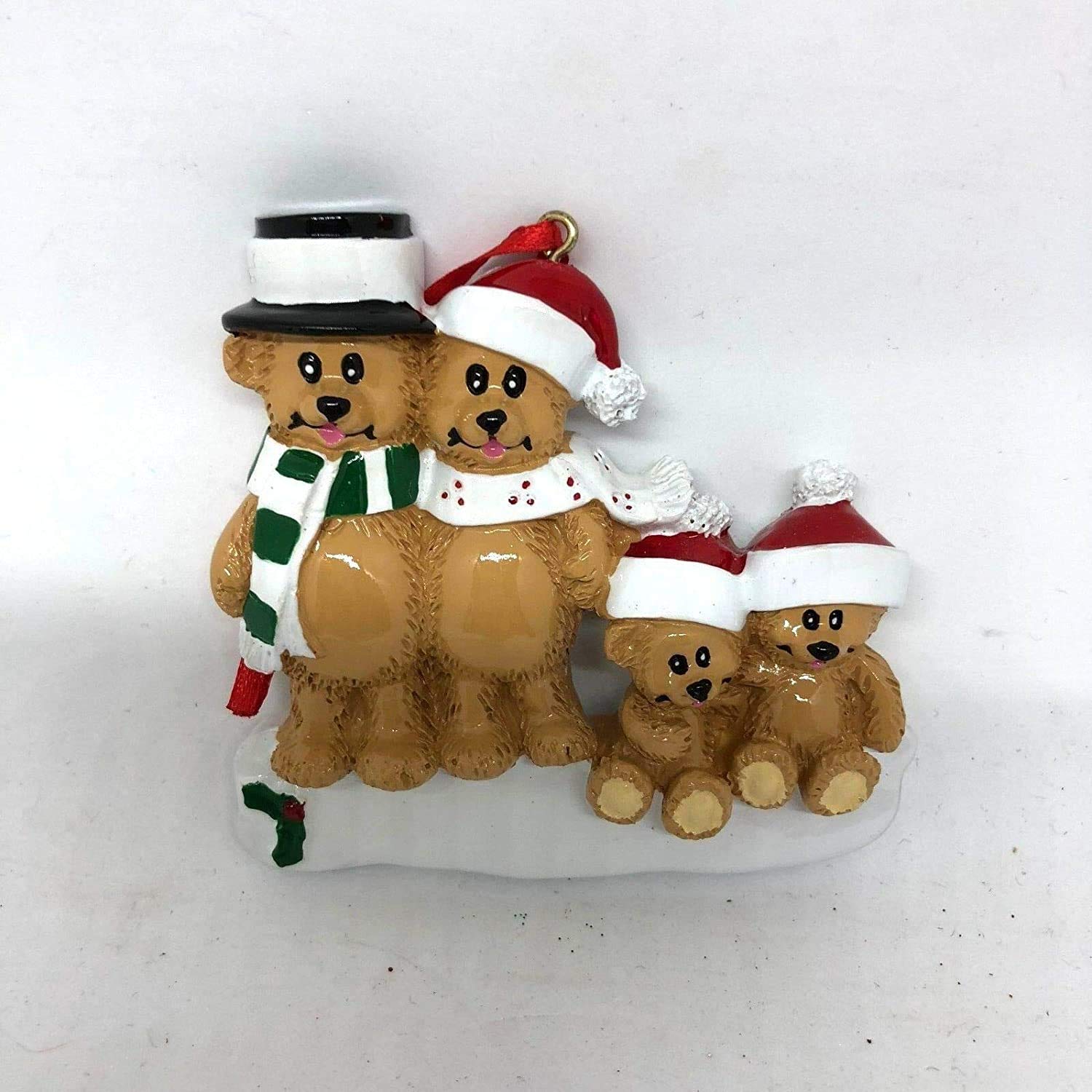 Royal County Personalise Your Own Resin Christmas Tree Hanging Decorations - Bear Family of 4