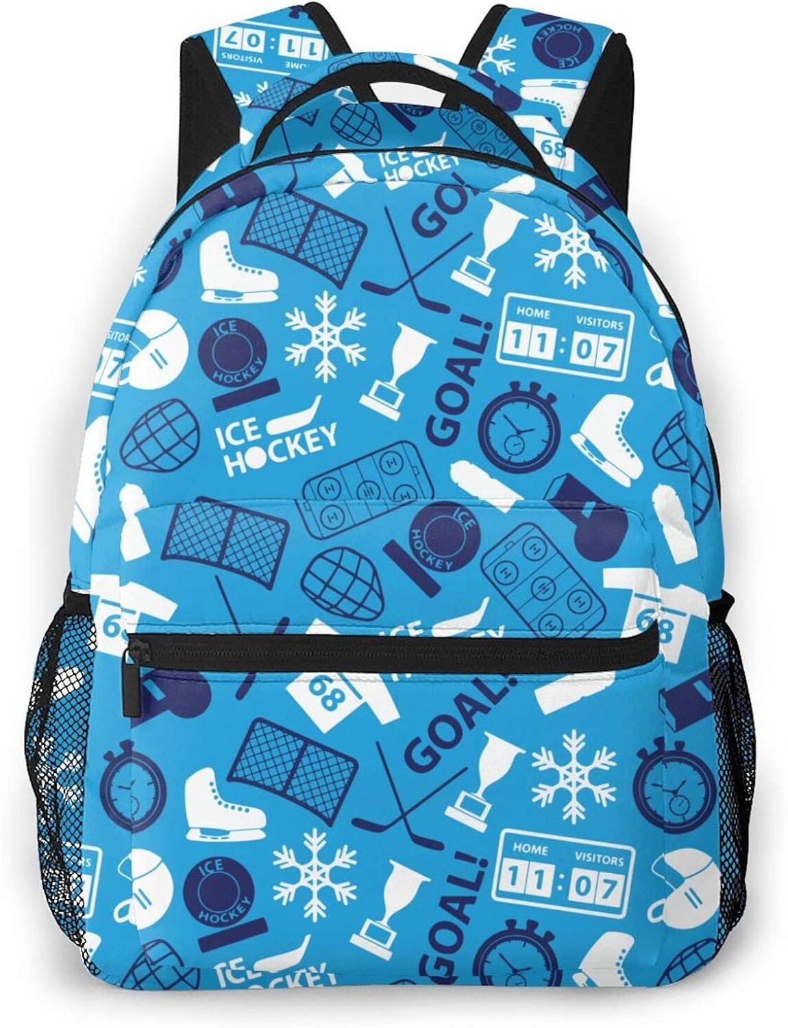 Backpack For Men Women, Blue Ice Hockey Sport Icon Casual Daypack