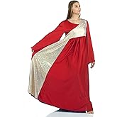 Danzcue Womens Shimmery Asymmetrical Bell Sleeve Dance Dress