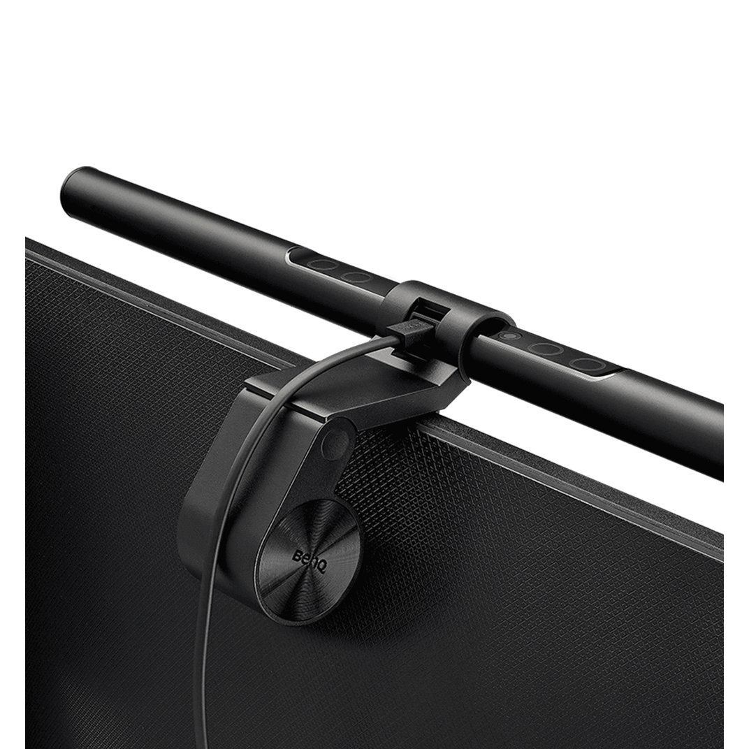 BenQ ScreenBar E-Reading-LED-Task-Lampe mit Auto-Dimmen und Farbton-Anpassungsfunktionen, hängen Sie es auf Monitoren, um Platz zu sparen, Augenpflege, Kein Bildschirm Blendung oder Flimmern, Mattschwarz, USB aufladen Büro Lampe