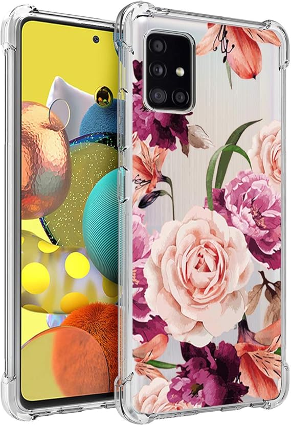 Amazon Com Osophter For Samsung Galaxy A51 5g Case Flower Floral For Girls Women Shock Absorption Flexible Tpu Rubber Phone Cover For Samsung Galaxy A51 5g Purple Flower Electronics