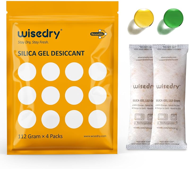 wisedry Silica Gel Sachets 112g 4 Packs Orange Indicating Desiccant for Filament