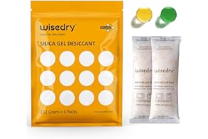 wisedry 112 Gram [4 Packs] Silica Gel Desiccant Packs for Larger Container Desiccant Bags with Orange Indicating Beads for 3D