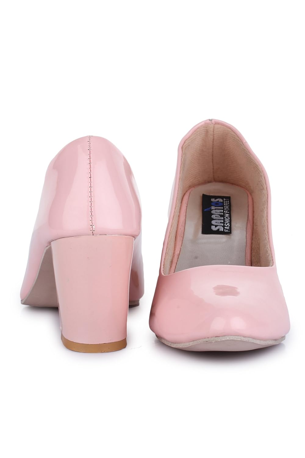 trendy fashion pink block heels
