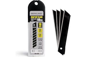 Berkling 18mm Utility Knife Blades, SK2H Blackened Steel Replacement Blade | 3X Sharper and 5X More Durable Than SK5 Blades |