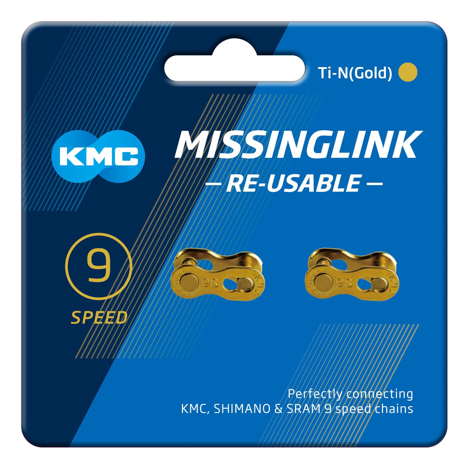 KMC Unisex's 9 Speed MissingLink Joining Link, Ti-N Gold, 2 Pairs