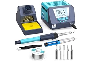 BK90 Digital Soldering Station, BAKON 90W Precision Soldering Iron Kit with 3 Temp Preset Channels,Auto Sleep & Standby,°C/ºF,ESD Safe,Solder Sucker, Tweezers,Lead-Free Solder,5 Extra Iron Tips