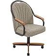 Chromcraft Douglas 6 Casual Dining Chairs Classic Swivel Tilt Dinning Chairs with Casters, Wooden Arm Metal Base Chairs with Rolling Wheels for Kitchen & Dining Room