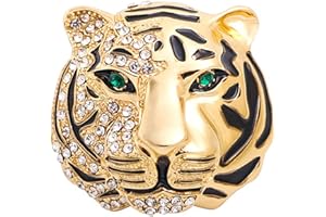 GIGB PBDK Rhinestone Tiger Head Brooch Pins for Men,Animal Lapel Pins Lion Wolf Head Coat Collar Brooch Vintage Lapel Pin Brooch Safety Pin Men Suit Accessory