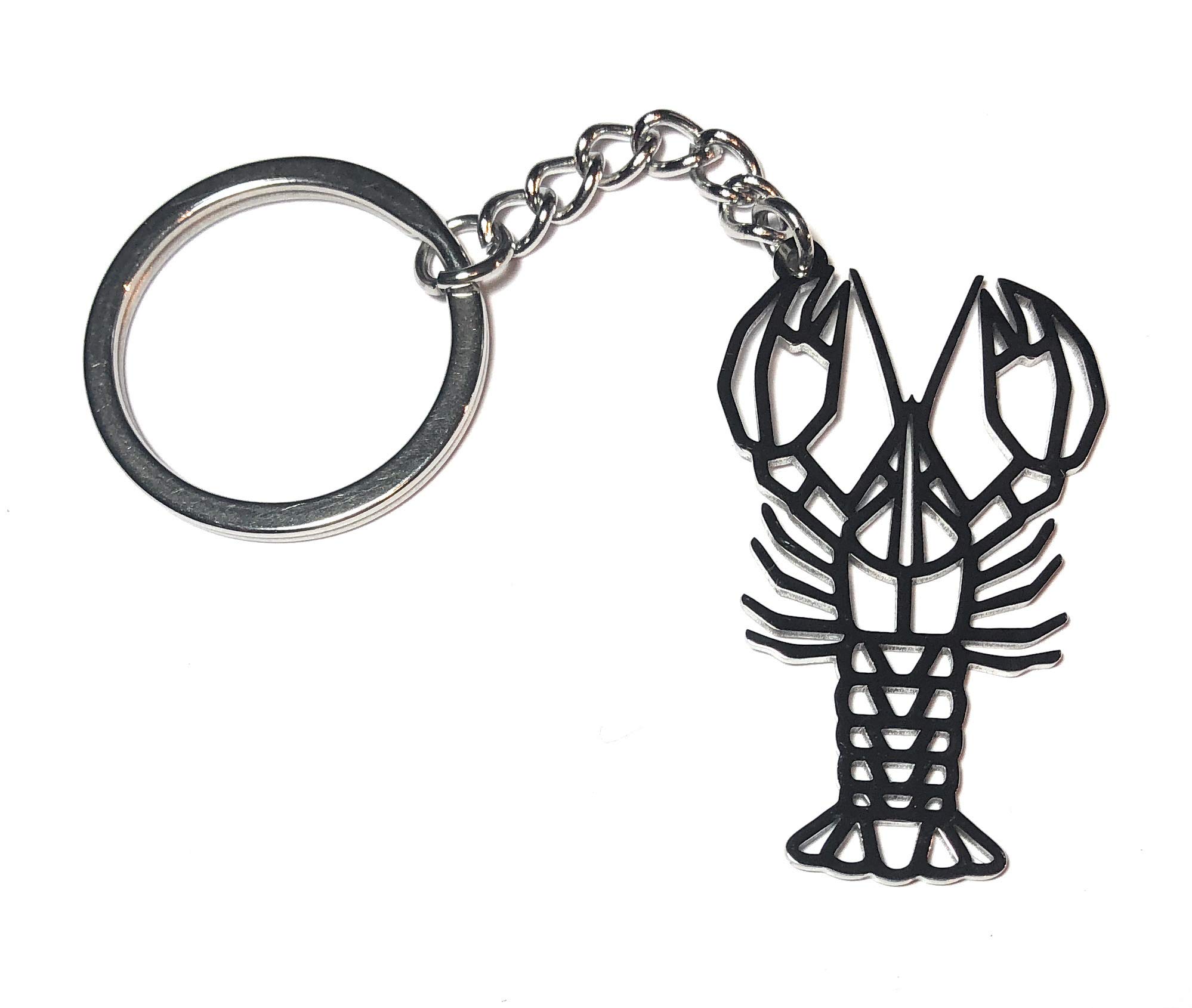 FizzyButton Gifts Stainless Steel Lobster Crayfish Keyring Charm Origami Style