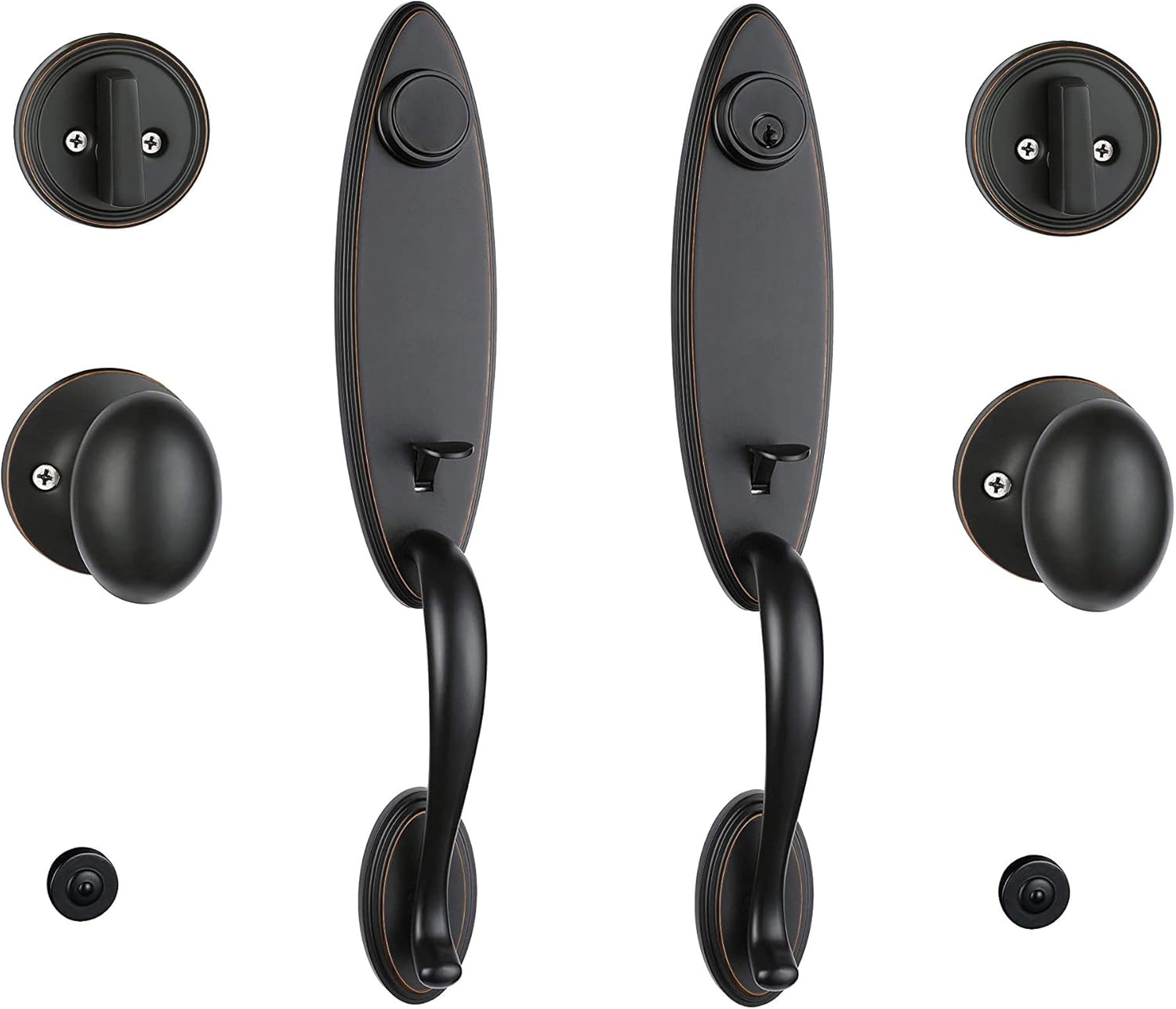 Double Door Handleset Exterior Full Escutcheon LocksetKeyed Handleset