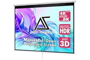 Akia Screens 100 inch Projector Screen Pull Down Manual B 4:3 or 92" 16:9, 95" 16:10 8K 4K HD 3D Ceiling Wall Mount White Portable Projection Screen for Indoor Movie Home Theater Office AK-M100V1