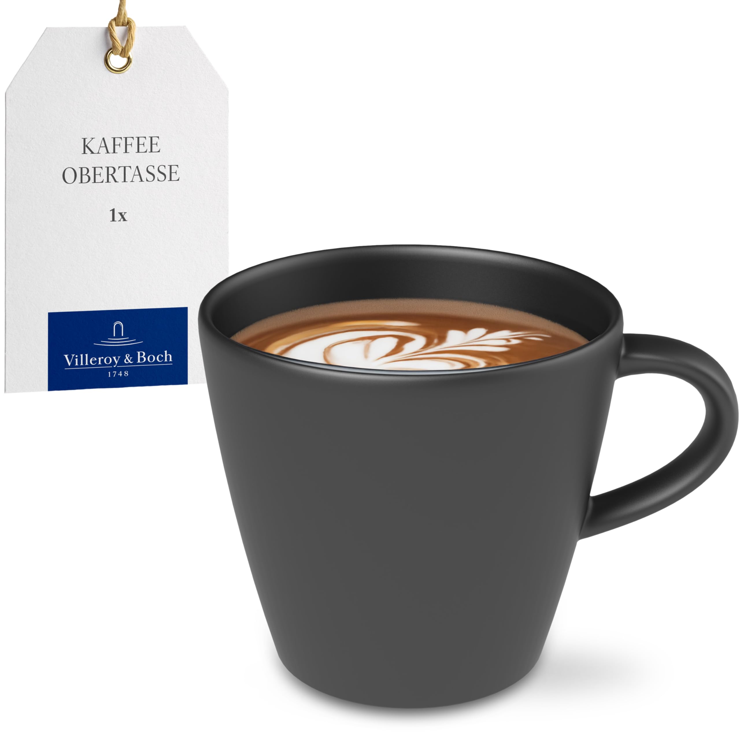 Photo 1 of Villeroy & Boch Manufacture Rock Blanc Coffee Cup, Premium Porcelain, Made in Germany, Dishwasher and Microwave Safe, 7.5 oz Capacity 3 in Tall, Black