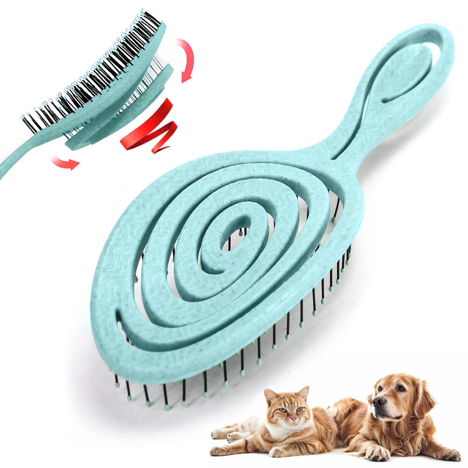 DHinkyoung for Pets Eco-Friendly Detangling Pin Brush for Dogs| Easy to Hold Ergonomic Handle Dog Brushes for Shedding, Grooming, Wet or Dry Dog Hair Brush