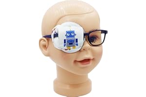 Astropic 3D Cotton & Silk Eye Patch for Kids | Boys Eye Patch for Glasses | Medical Eye Patch for Children with Lazy Eye (Blue Robot, Right Eye)