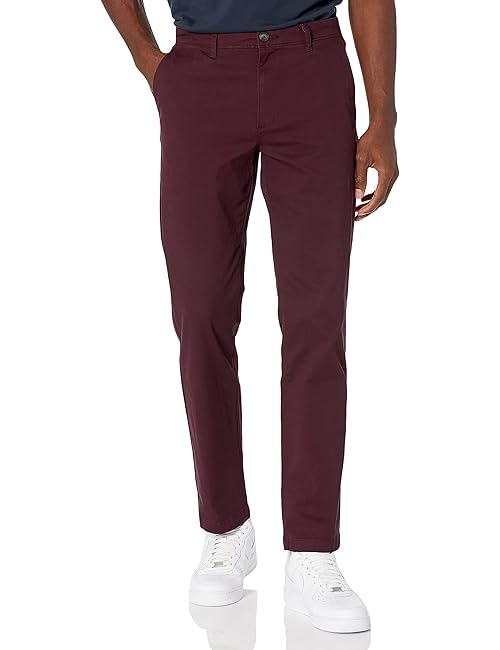 Amazon Essentials Mens Straight-Fit Casual Stretch Chino Pants, Burgundy, 35W x 30L