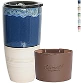 Bosmarlin Ceramic Travel Coffee Cup with Lid, 21 oz, Portable Coffee Mug for Car Cup Holder, Microwave and Dishwasher Safe, Reactive Glaze (Deep Blue)