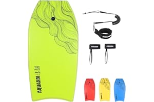 AQUARM XPE Bodyboard 33-inch/36-inch/41-inch Bodyboarding with Premium Wrist Leash and Fin Tethers, Super Lightweight & Slick Bottom Perfect Surfing for Kids Teens and Adults