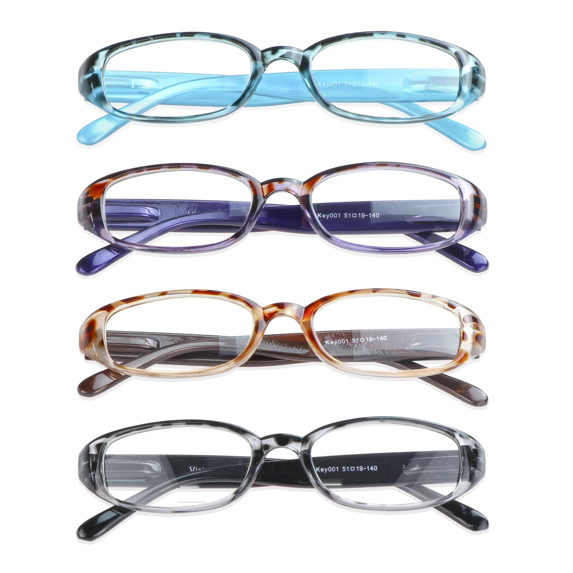 Photo 1 of VisionGlobal 4 Pairs Reading Glasses with Spring Hinge, Blue Light Blocking Glasses for Women/Men (4 Color,+1.00 Magnification)