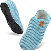 STQ House Slippers for Women Indoor Lined Corduroy Slipper Socks Warm Cozy Slip On Winter Shoes Fuzzy Non Slip Peacock Blue Size 9
