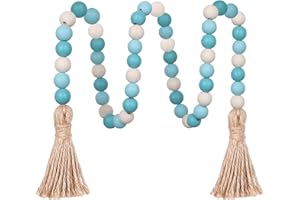 Meplait Wood Bead Garland,39in Farmhouse Beads with Tassels Boho Beads for Tiered Tray Decorative Beads Home Decor