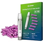 AUVON Lancing Device for Diabetes Testing with 100 Pack Lancets, 30 Gauge | Lancets with Painless and Contactless Design, Adjustable Depth Lancing Device, Works Effectively with Small Drops