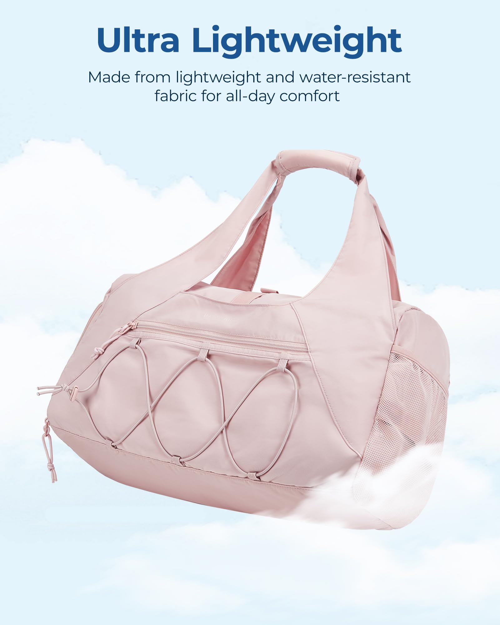 BAGSMART Gym Bag for Women, Lightweight Duffel with Shoe Compartment, Tote Bag with Wet Pocket for Yoga Travel, Pink