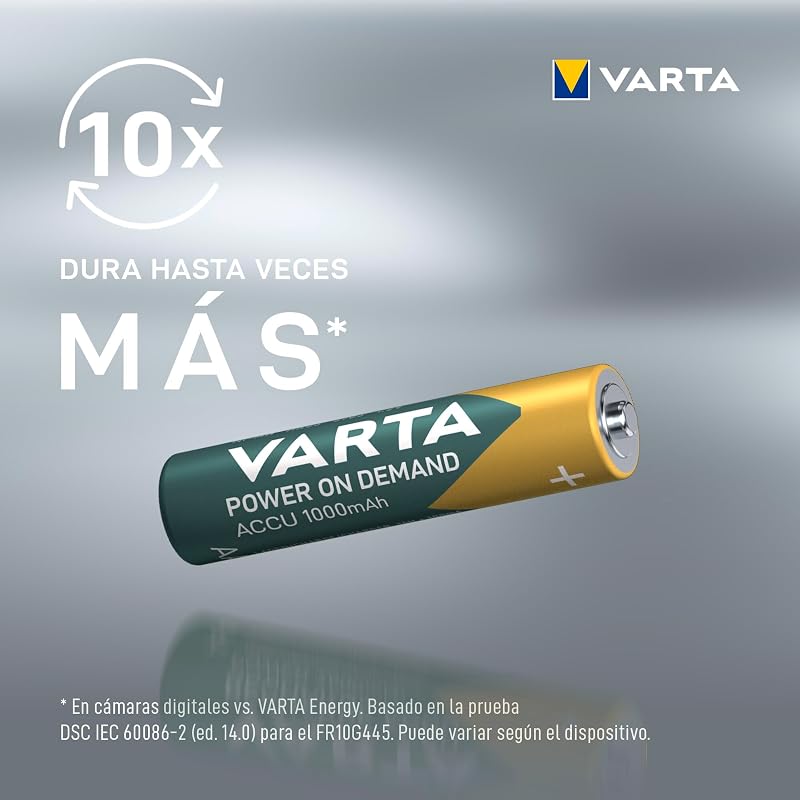 Pilas AAA, recargables, paquete de 4, Recharge Accu Power, batería recargable, 1000 mAh Ni-MH, sin efecto memoria, precargadas, listas para usar
