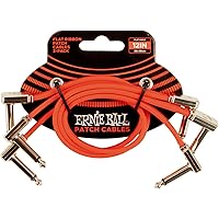 Ernie Ball 12 inch Flat Ribbon Patch Cable 3-Pack - Red