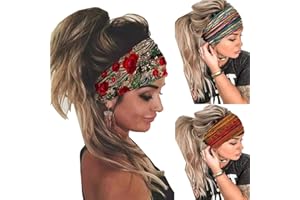 K-Elewon 3 Pack Women Wide Elastic Head Wrap Headband Sports yoga Hair Band