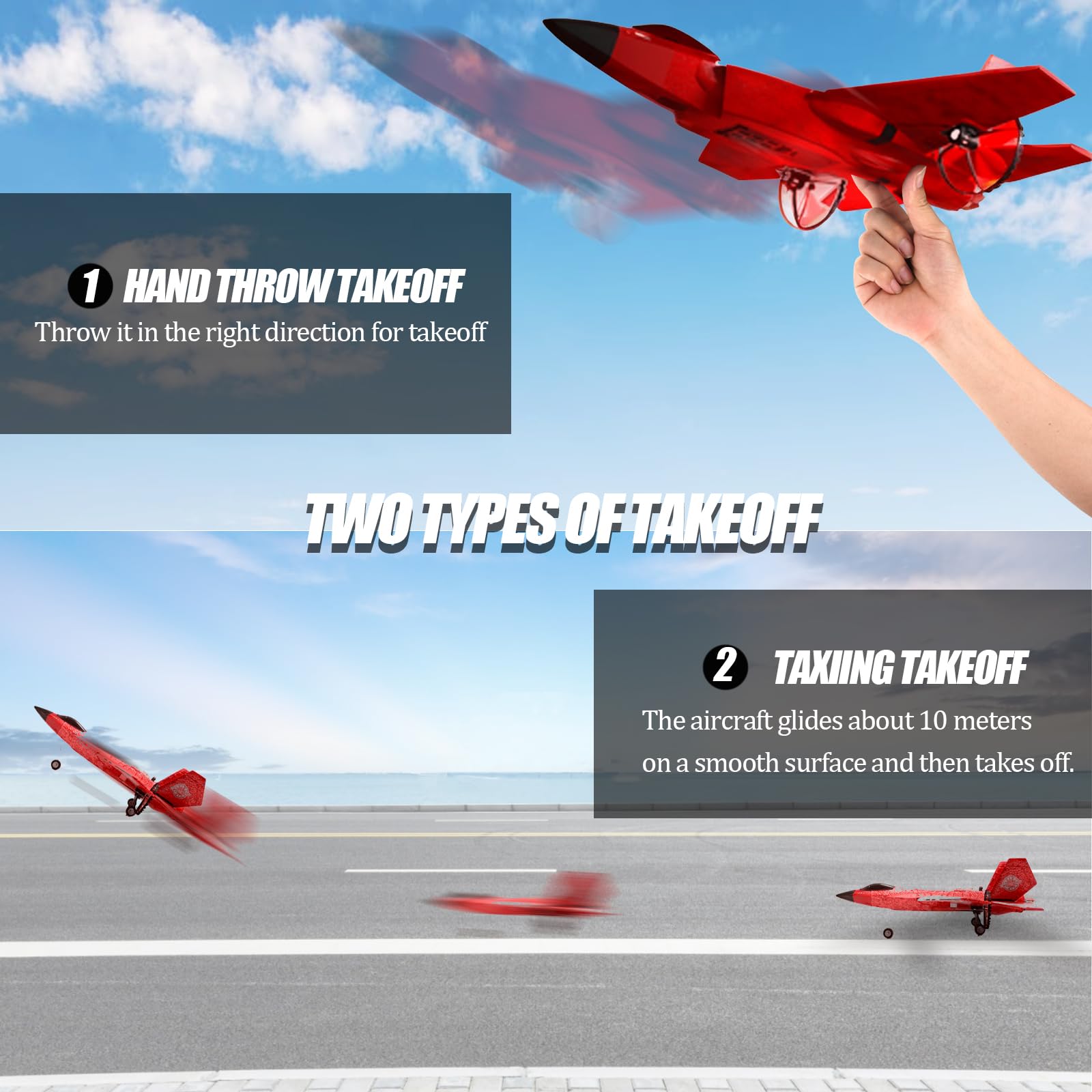 crohorizon RC Plane Flighter Jet Toys for Teen Adult,2 CH Foam Remote Control Airplane for Age Over 14 Years and up,F35 Gravity Gliders Aircraft with 3 Batteries for Beginner Red