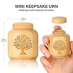 Mini Urns for Human Ashes Made of Bamboo Set of