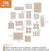 Hynec Technologies Felt Furniture Pads 106 Pcs 7 Sizes Beige Floor Protectors view 3