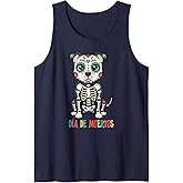 Cute Pitbull Dog Sugar Skull Fun Dia de Muertos Calavera Tank Top
