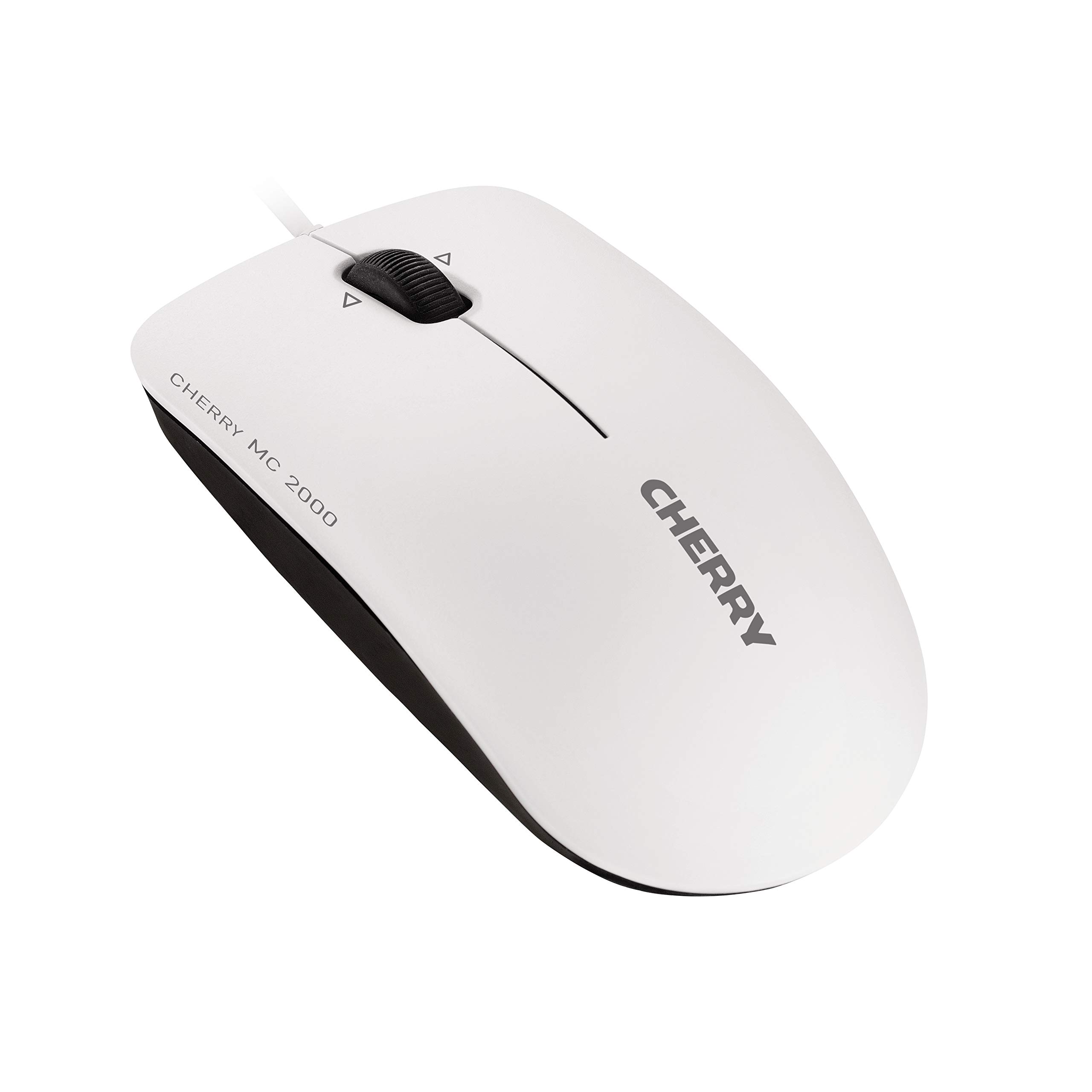 CHERRY MC 2000, Wired Mouse in Standard Size, Symmetrical Design for Right and Left-Handers, 3 Buttons, 1600 Dpi, Tilt Wheel, GS Approval, White-Grey
