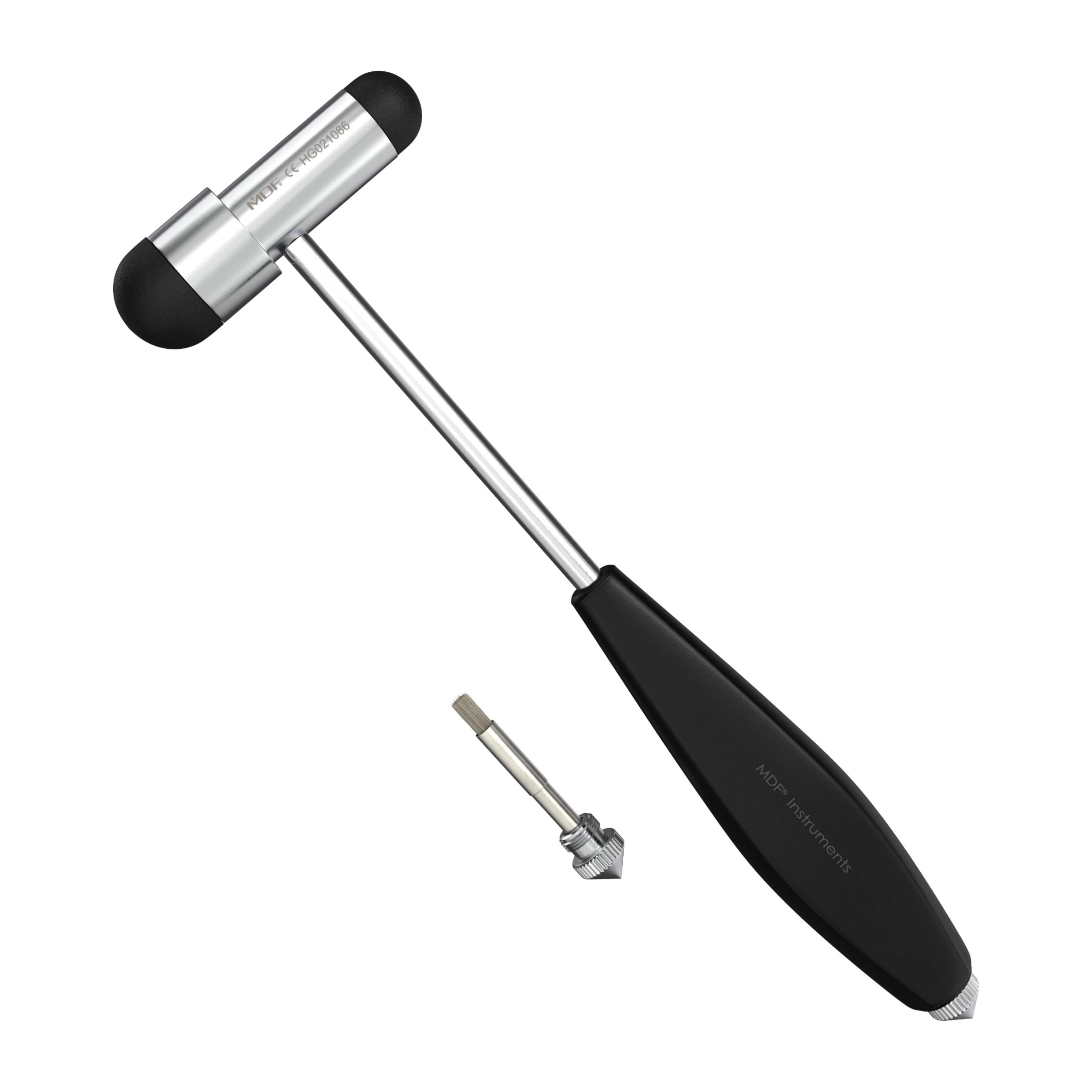 MDF Instruments, Babinski Buck Neurological Reflex Hammer with built-in brush for cutaneous and superficial responses - Light - HDP Handle - Black (MDF515PBT-11)