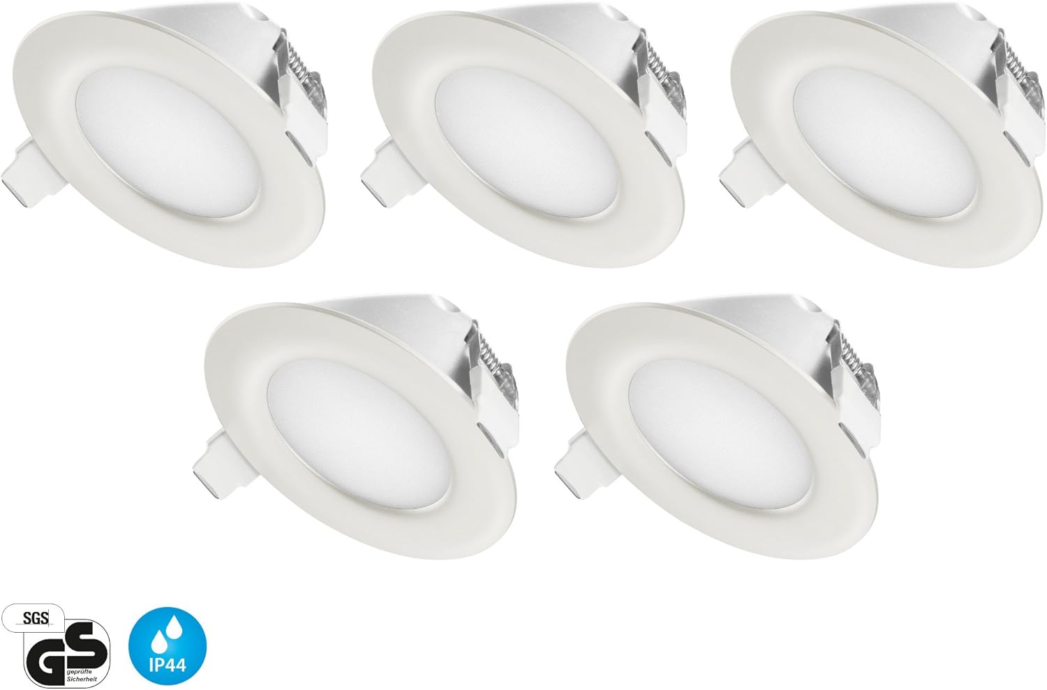 Set of 5 Ultra Slim IP44 Bathroom LED Recessed Spotlights 4W 230V Warm